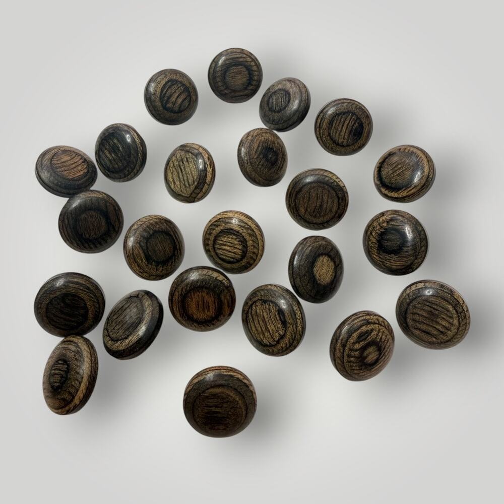 Lot of 23 Vintage Wooden Shank Buttons Domed Wood Grain Sewing Craft